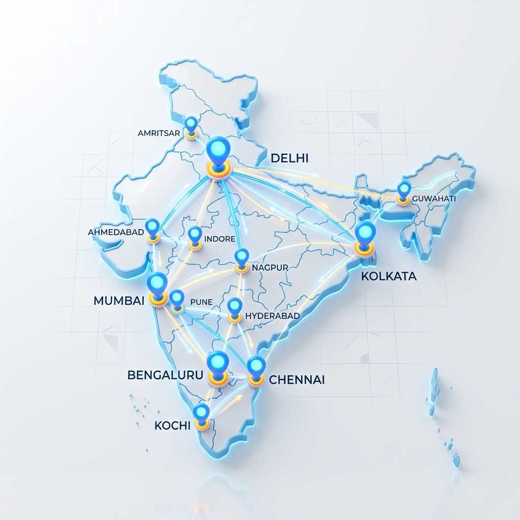 Nationwide India Coverage Map - Secure Car Transport