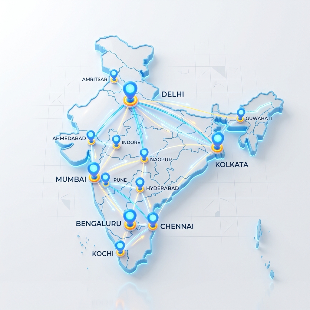 Nationwide India Coverage Map - Secure Car Transport